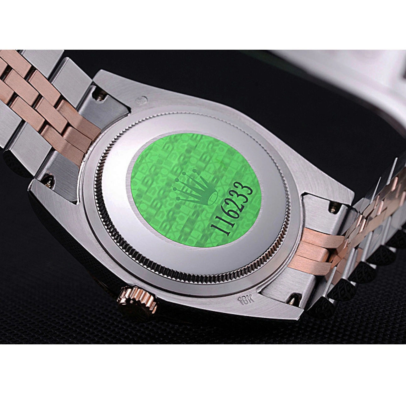 AAA replica watch Rolex Dial 622545 Black Gold and Bracelet Steel DateJust Stainless 1025